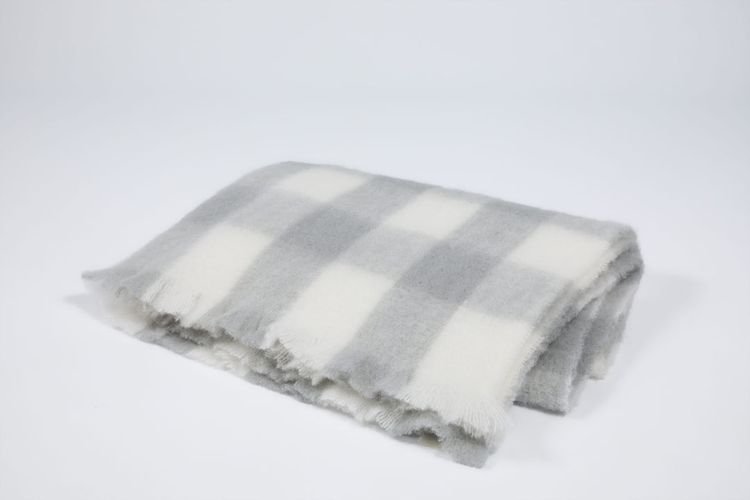 Check Baby Wool Grey Blanket