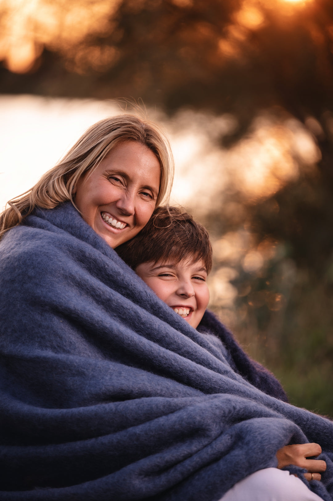 Stitching Throw Navy Blue