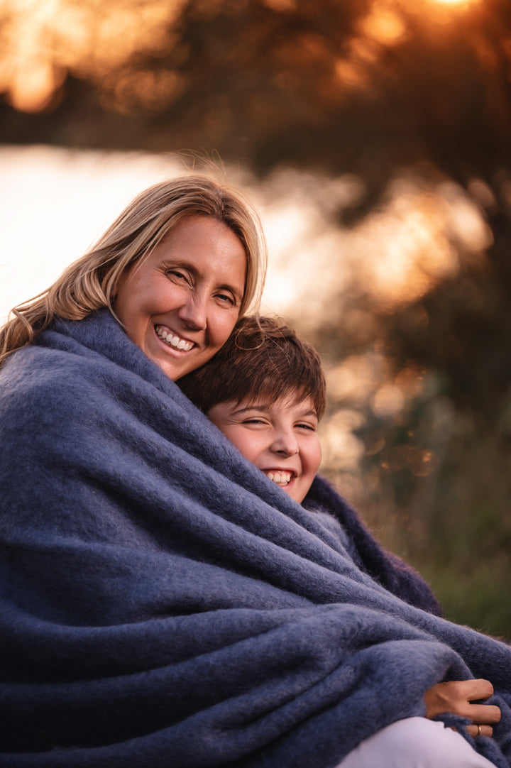 Stitching Throw Navy Blue