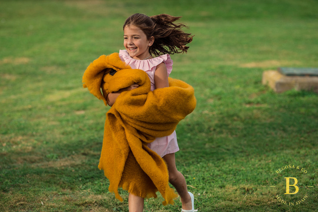 Mohair Mustard Yellow Throw