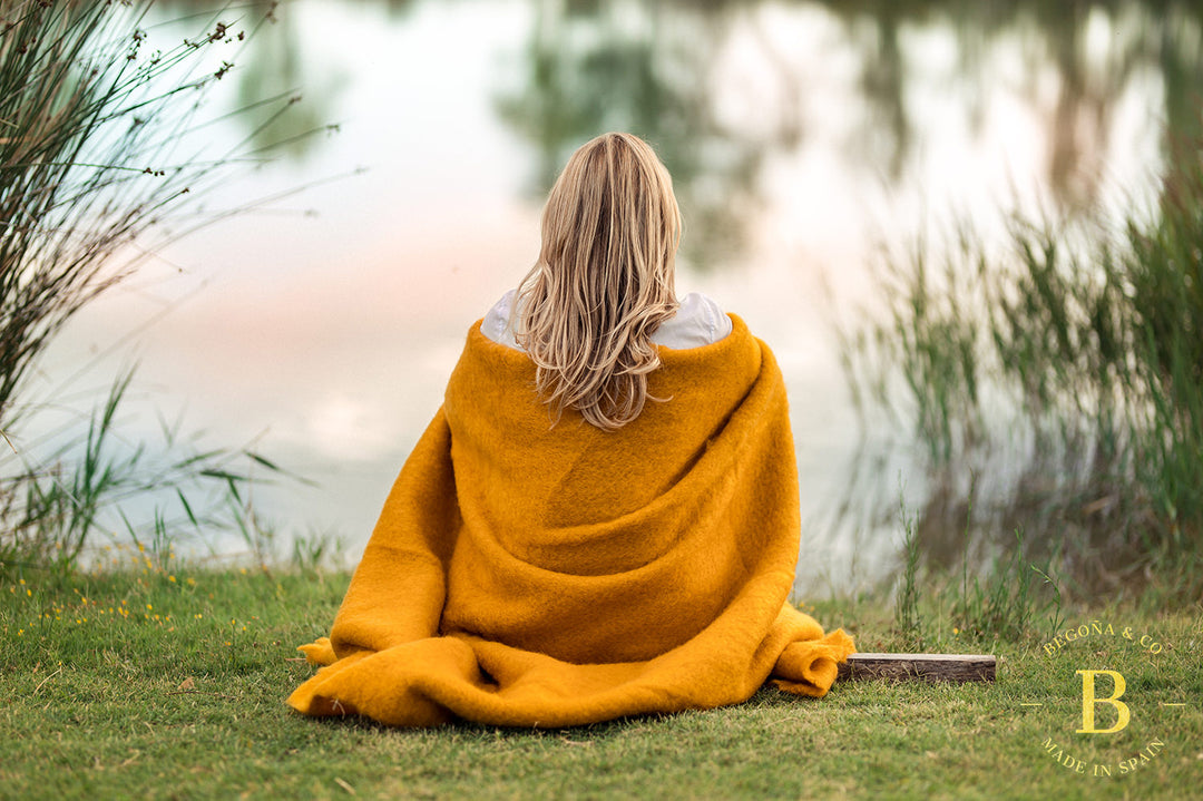 Mohair Mustard Yellow Throw